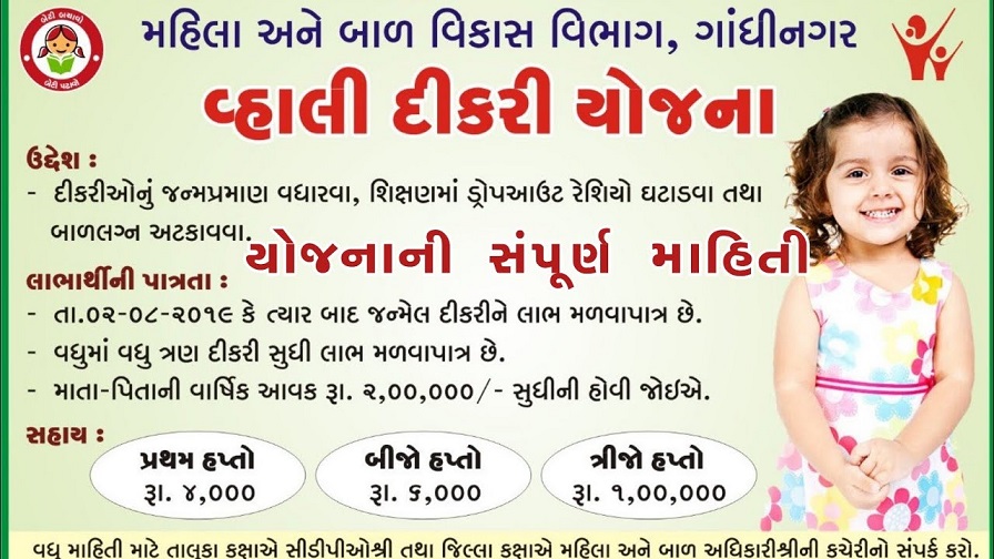 Gujarat Vahali Dikri Yojana : Vahali Dikri Yojana Form, Online Application / Registration